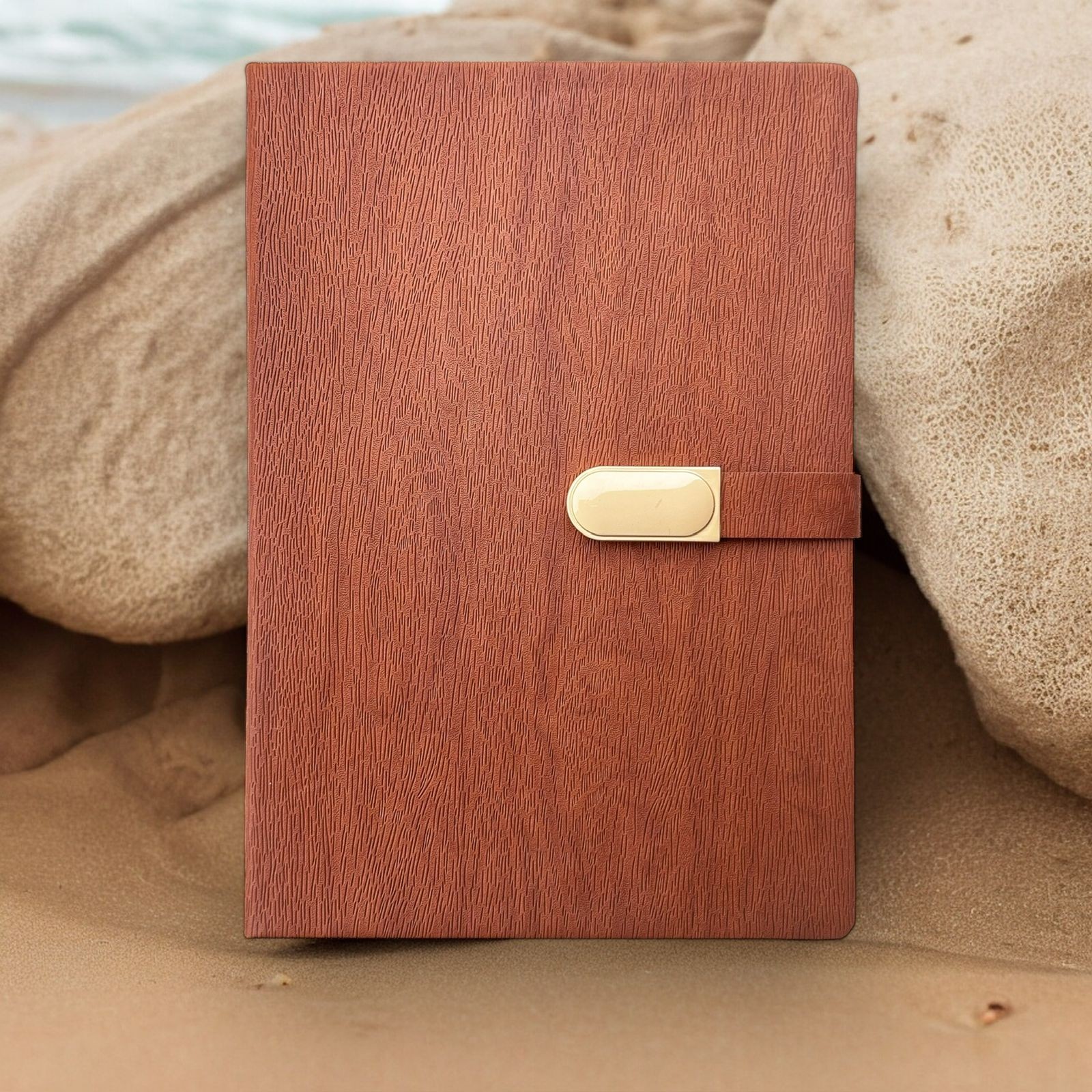 Wooden Texture with Buckle Closer - A5 Notebook